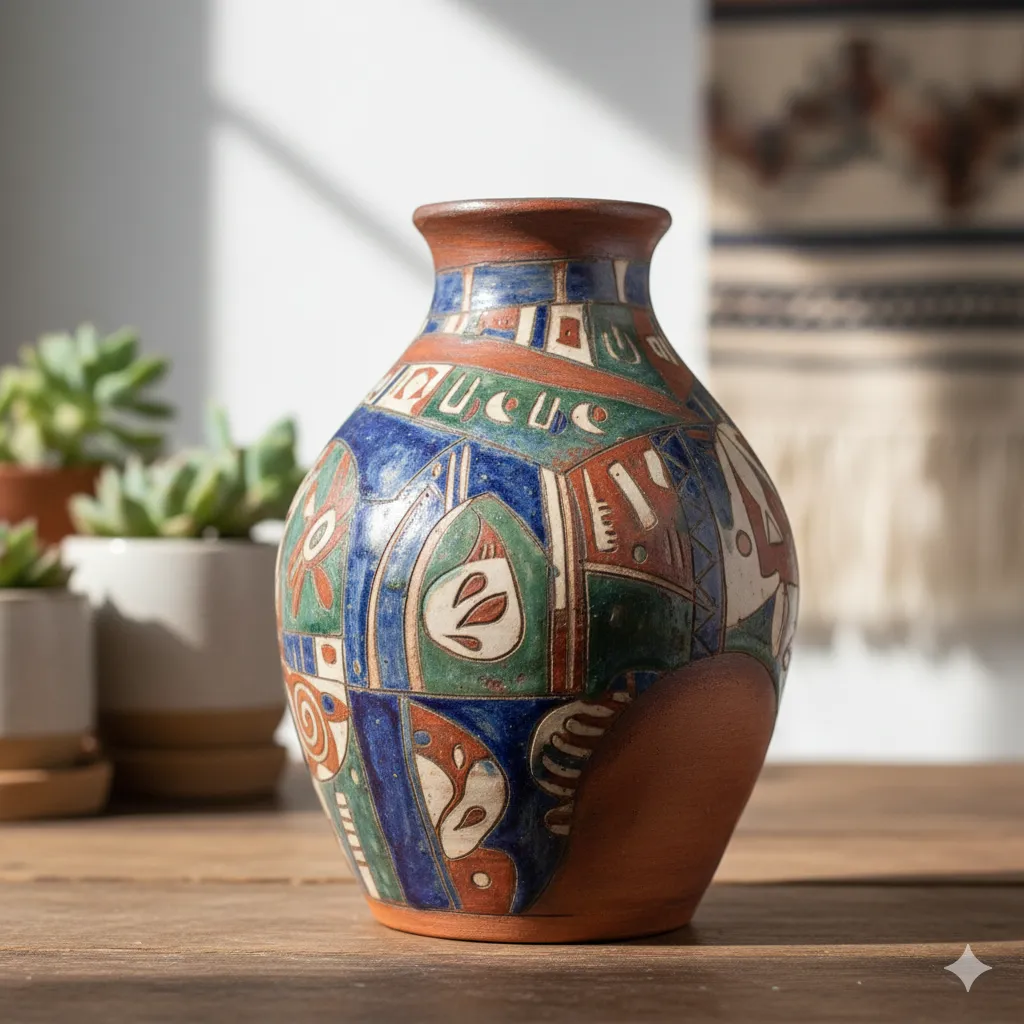 Handgemaakte keramische vaas met uniek patroon